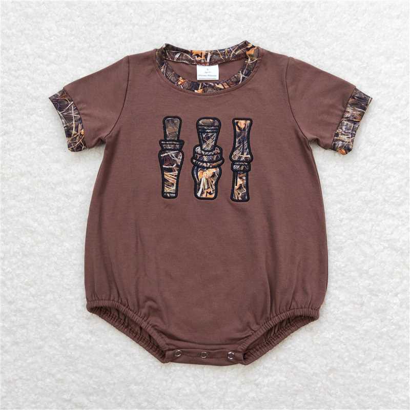 Match Baby Boys Brown Camo Duck Call Rompers Sibling Brother Clothes Sets