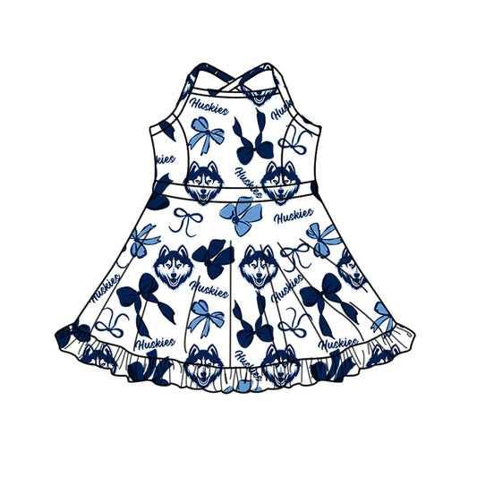 Custom baby girl Huskies Aztecs team dress D 823