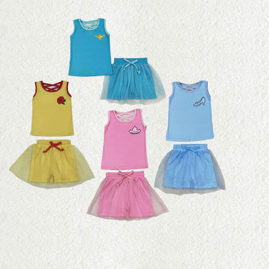 Sibling Baby Girls Sleeveless Princess Vest Shirt Tassel Short Skirt Clothes Sets D 7.8
