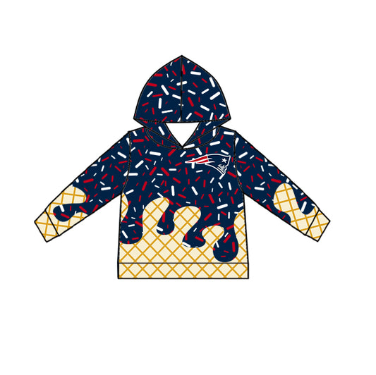 Custom children PATRIOTS Hooded long sleeves top D 6.12