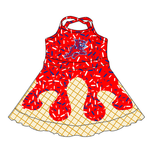 Custom Edinburg Bobcats baby girls dress MOQ3 D 7.5