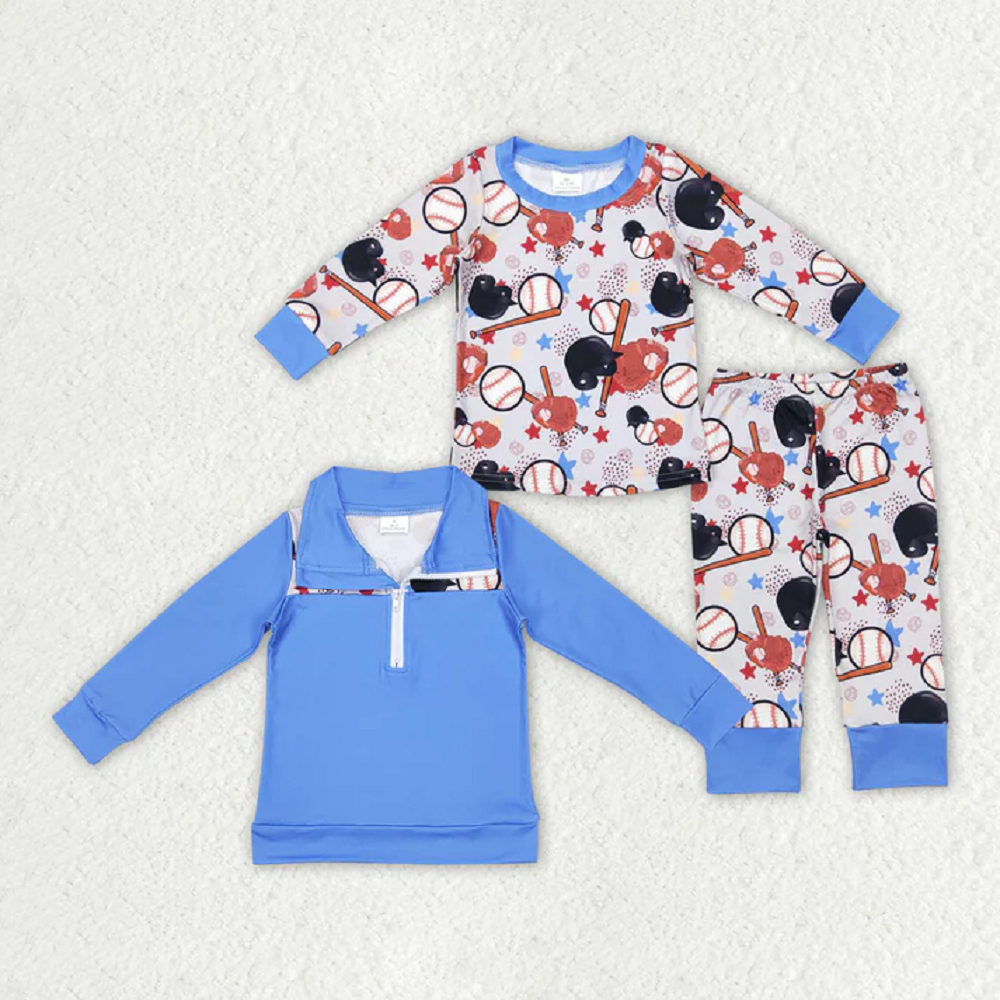 Match Brother Boys Baseball Long Sleeve Pullovers Pajamas Sets D 3.26