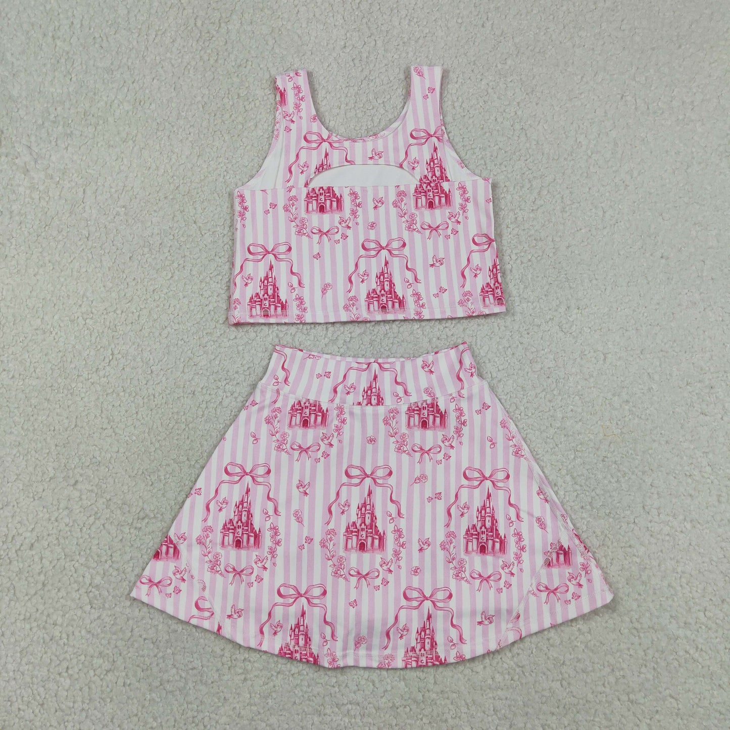 GSD3814 pink castle athletic skort set