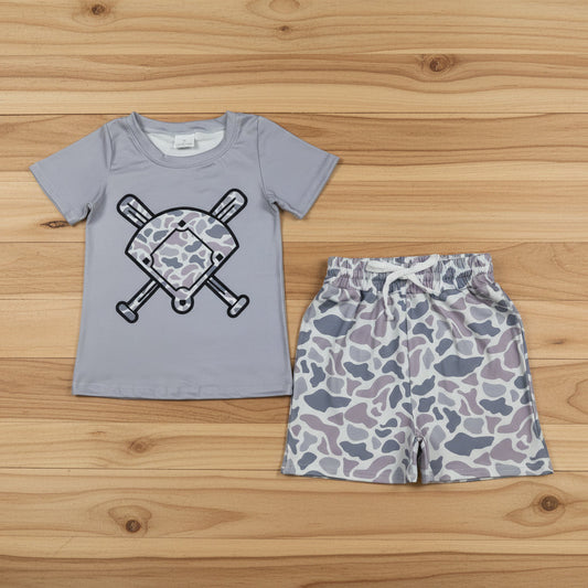 camo baseball boy shorts set