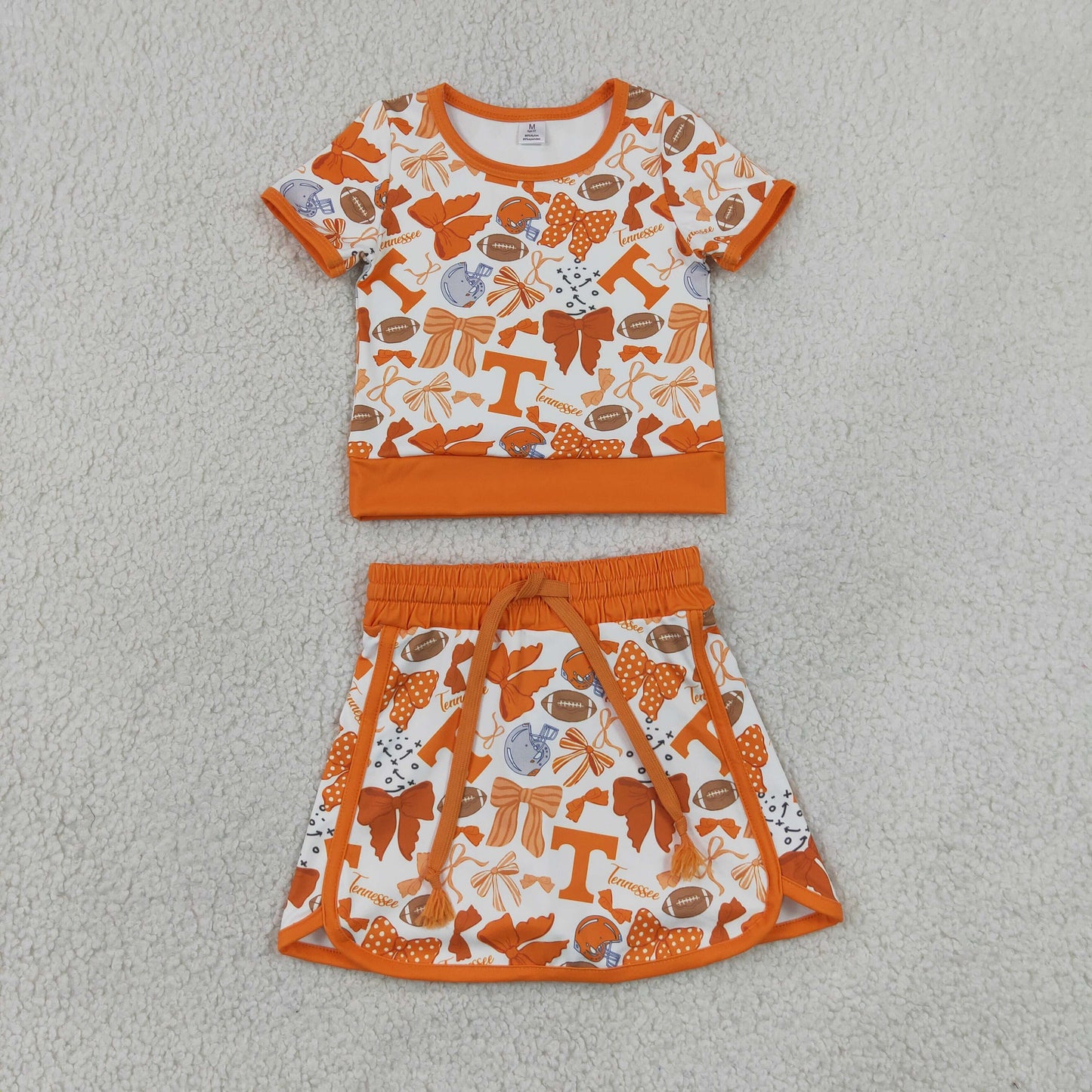 orange team T active skort set girls athletic outfit