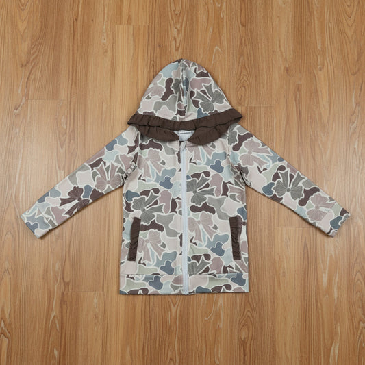 camo coquette full zip hooded jacket
