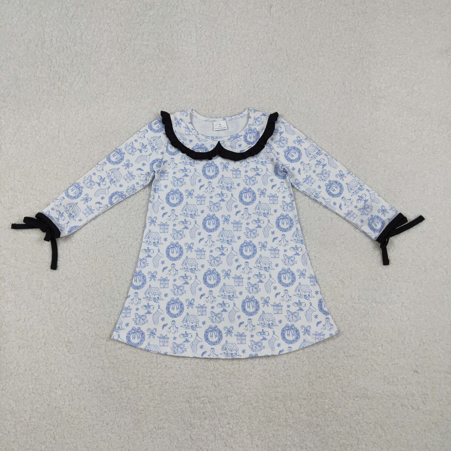 GLD1346 Baby Girls Snowmen Holly Christmas Collar Knee Length Dresses D 1031