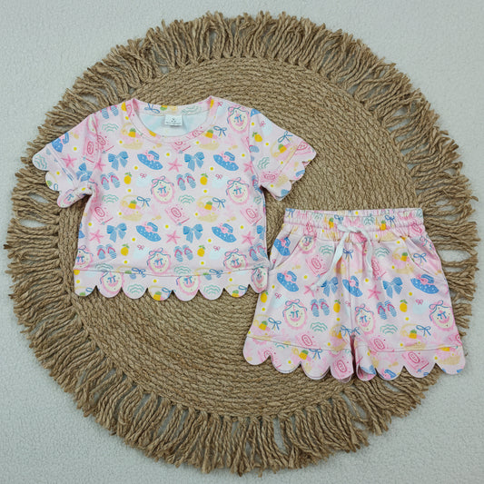 beach thing scallop shorts set summer girl clothing