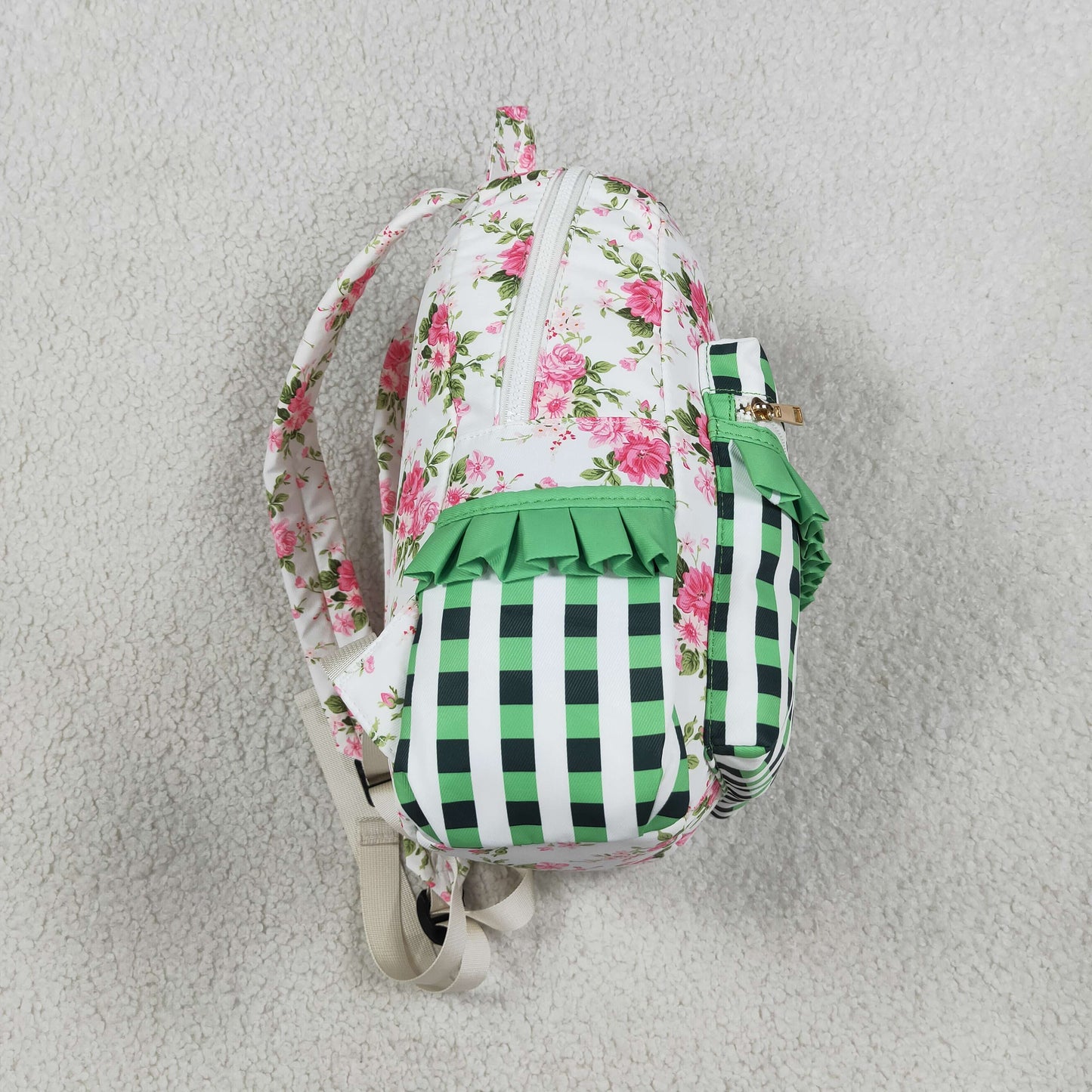 BA0218 flower plaid ruffle backpack for girl