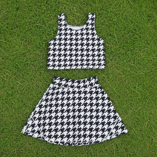 black houndstooth athletic skort set outfit girls clothes