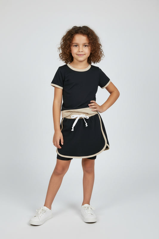 solid black gold skort set girls clothing