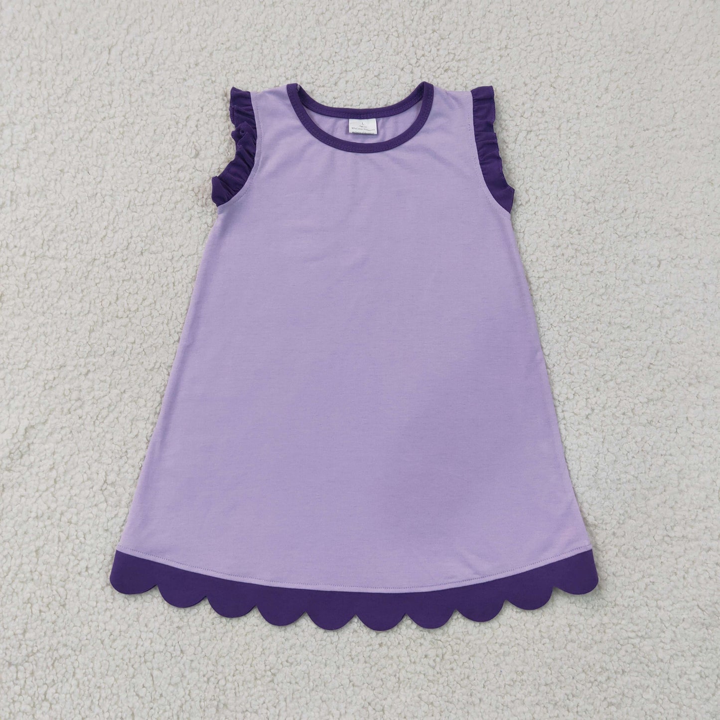 solid purple scallop dress