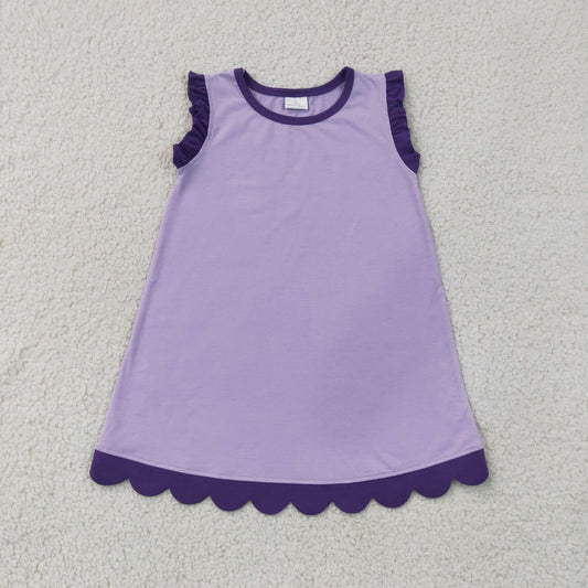 solid purple scallop dress