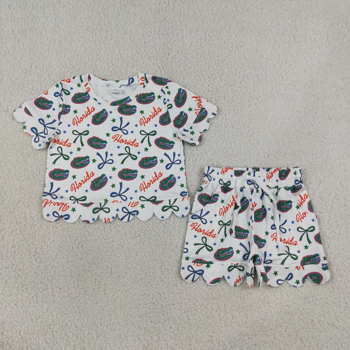 short sleeve team Florida scallop shorts set