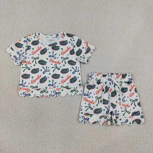 short sleeve team Florida scallop shorts set