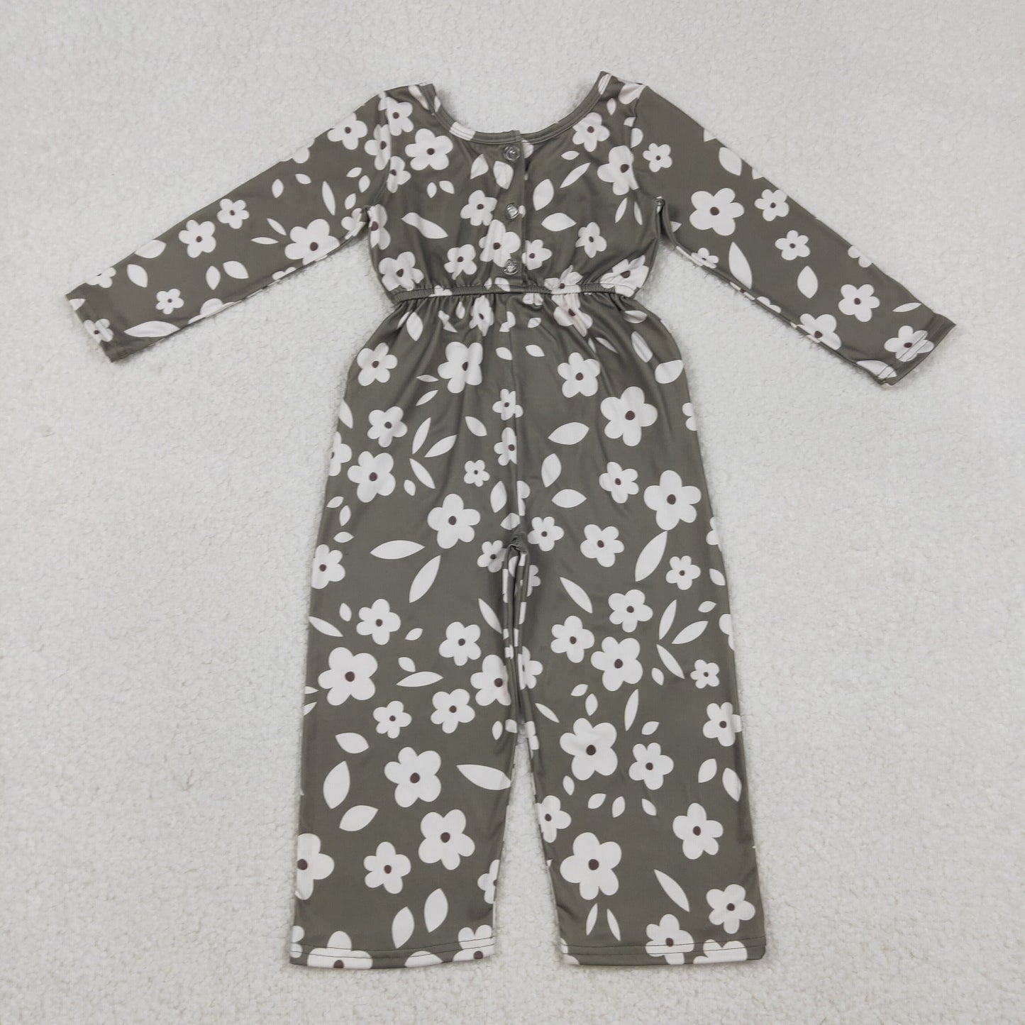 white flower long sleeve jumpsuit