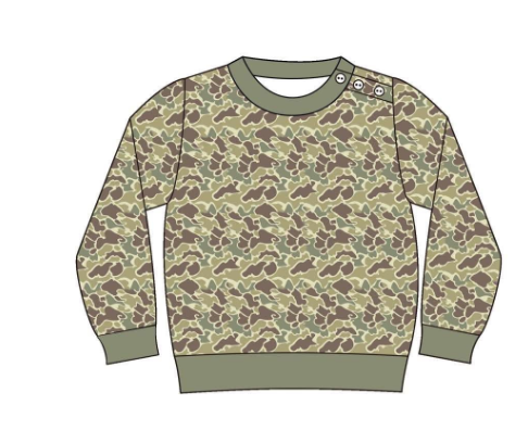 MOQ 5 one items Tat 6-7weeks kids camo sweatershirt boys top