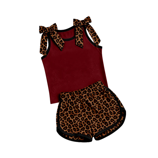 Custom order MOQ 3 leopard bow shorts set