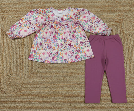 GLP1817 long sleeve wild flower tunic legging outfit girl clothing