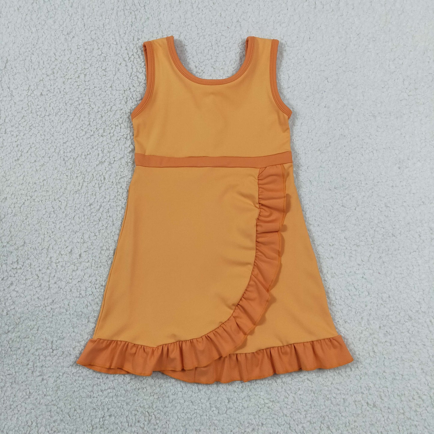 solid orange ruffle athletic dress