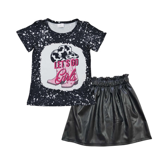 black top+ black leather skirtGT0125+GLK0013