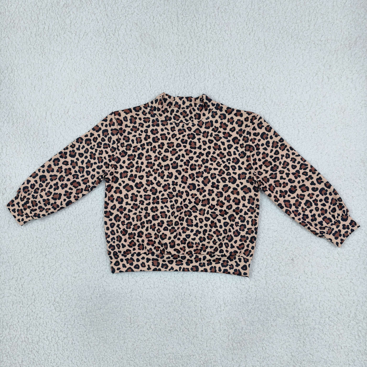 baby girl athletic leopard mock neck sweatershirt