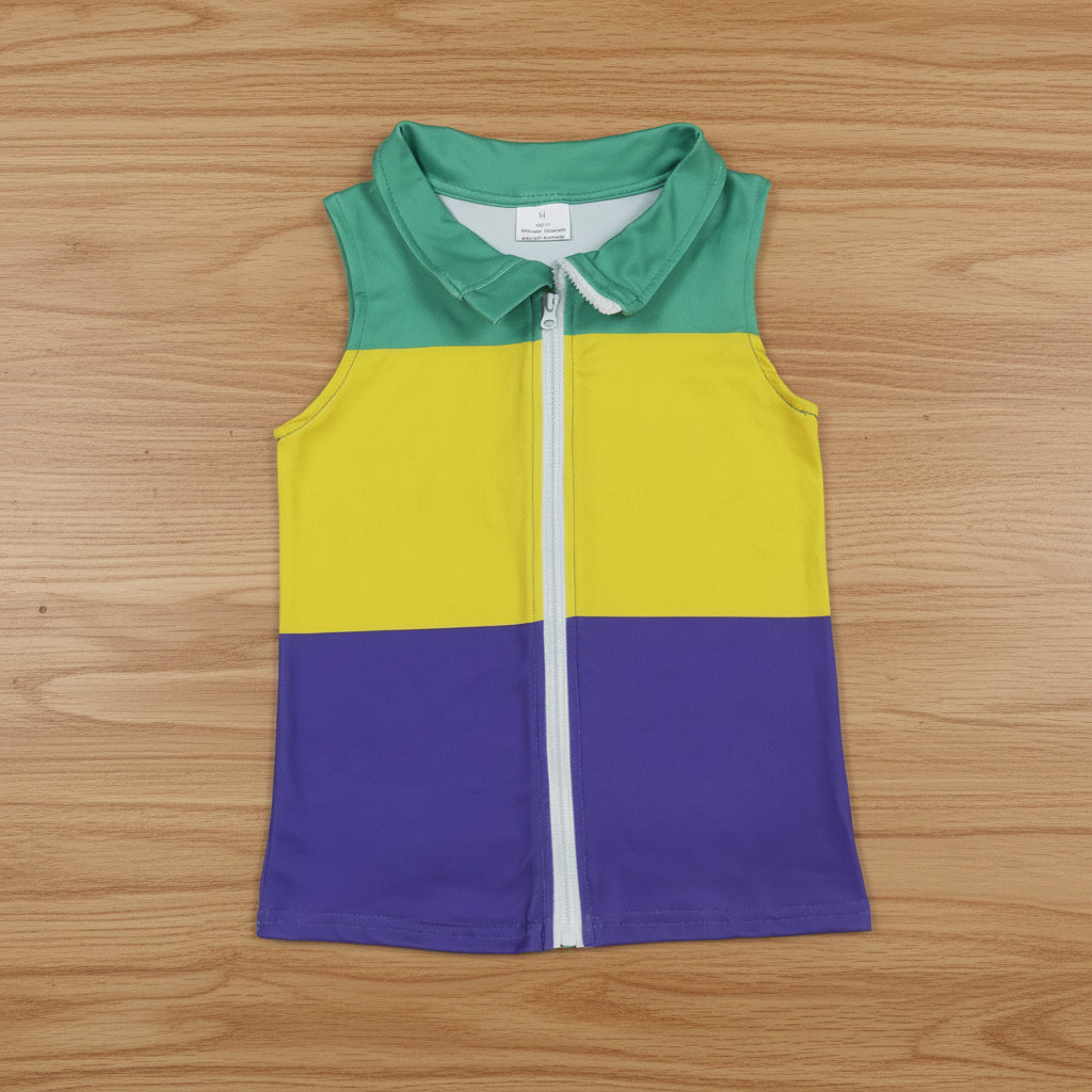 solid purple green gold mardi gras boy zip overcoat