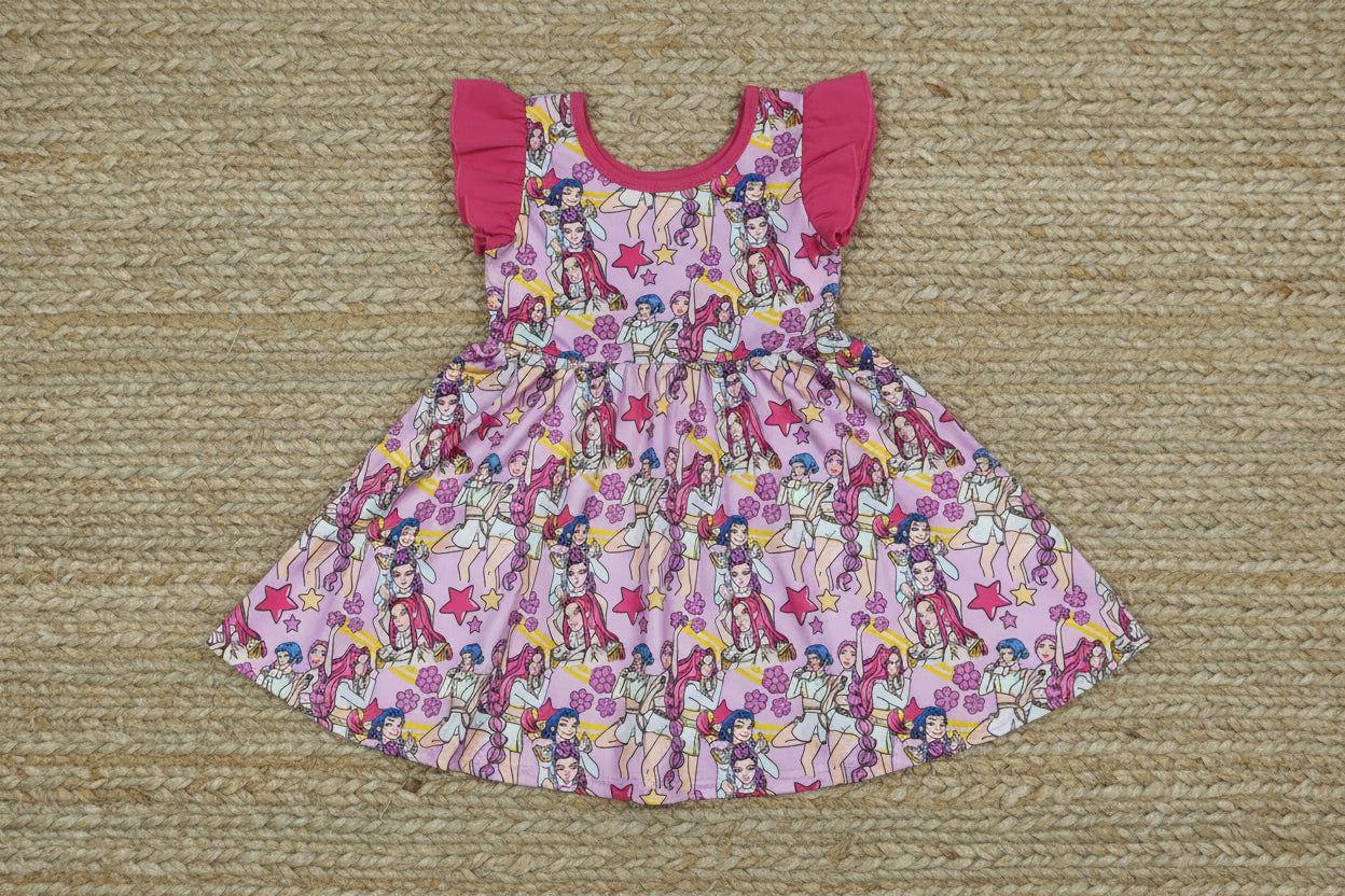 flutter sleeve kpop twirl dress