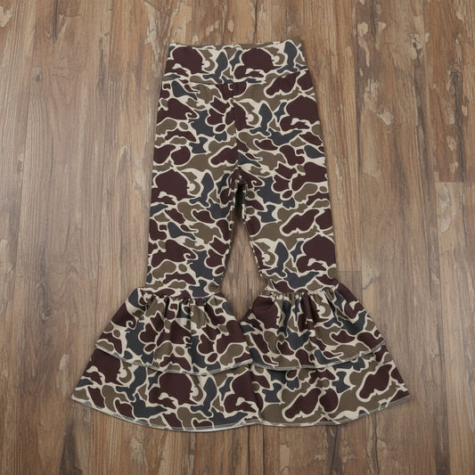 ruffle athletic camo bell bottom pants