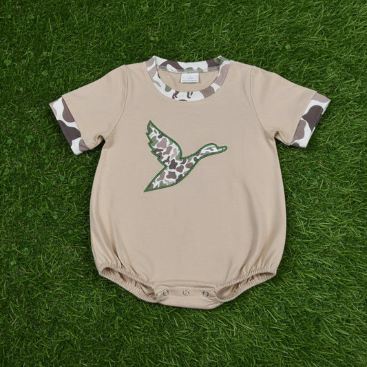 short sleeve camo mallard embroidery boy bubble baby clothes