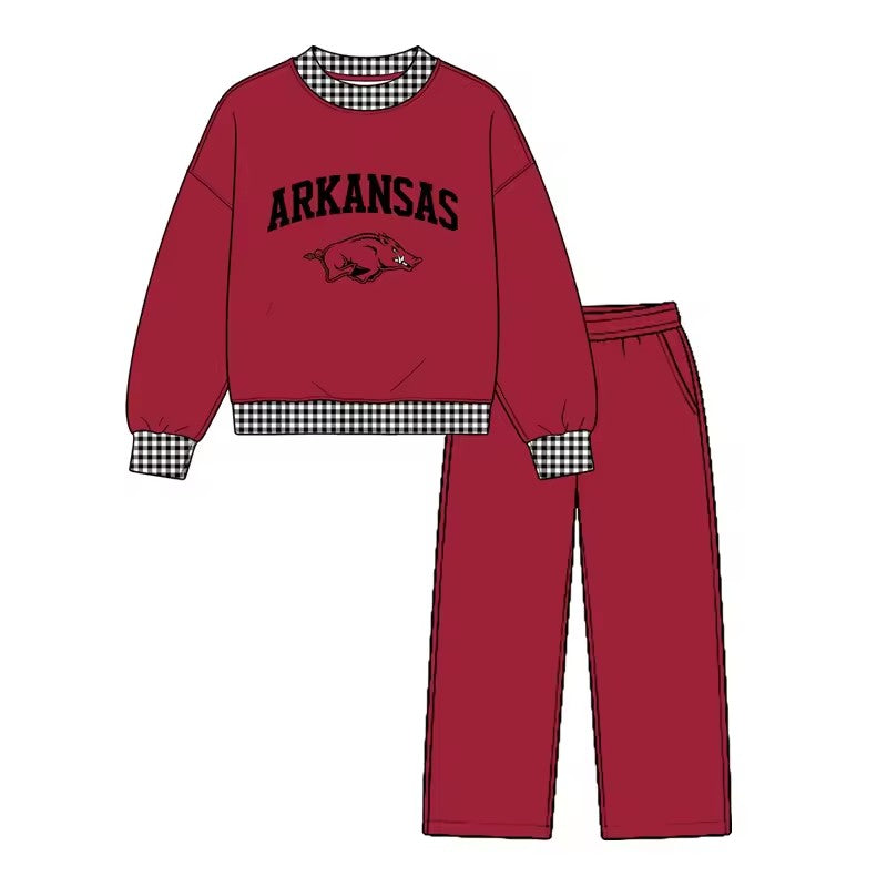 MOQ 5 one items TAT 6-8weeks 95%cotton 5%spandex custom football team sweatershirt pants set