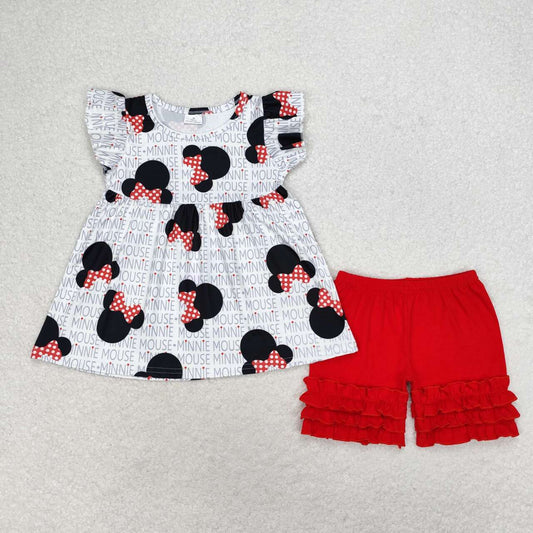 A1-9 Cartoon English Red Shorts Suit