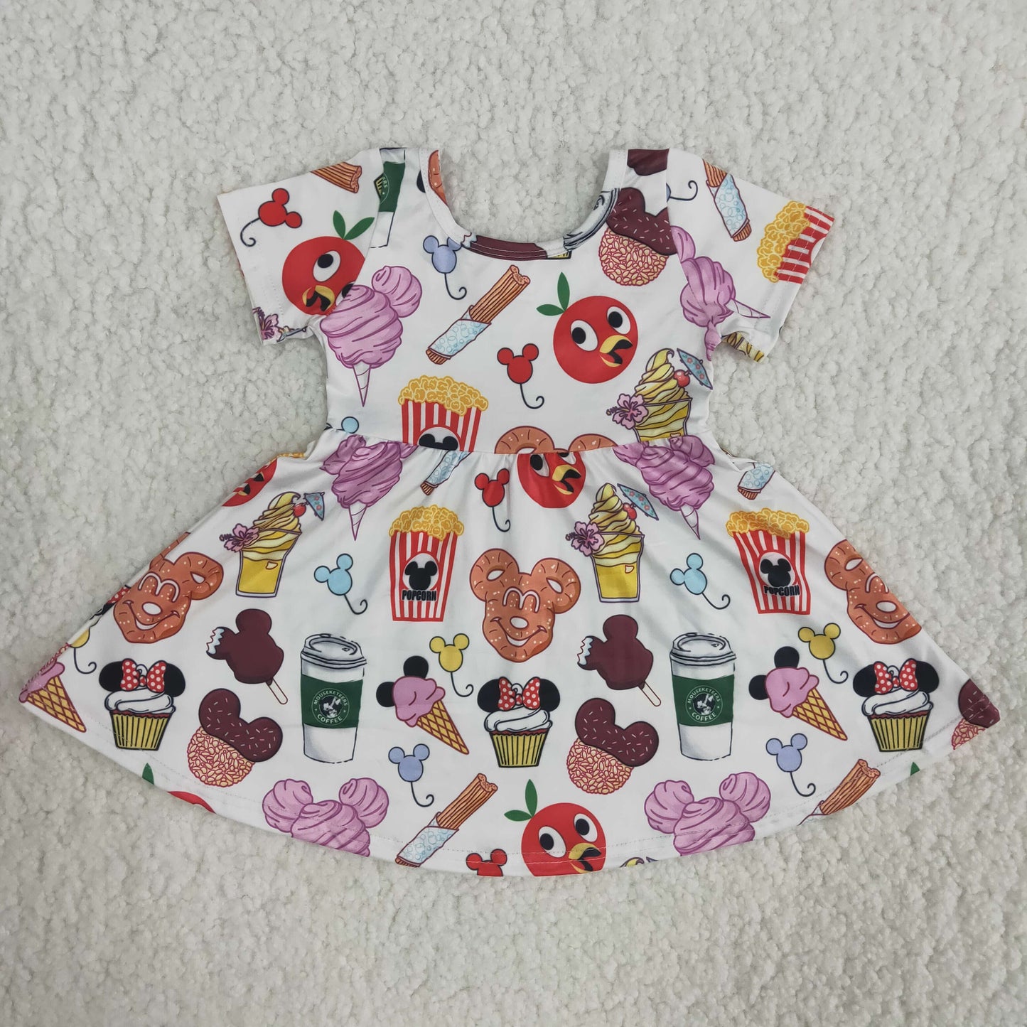 A11-24 Cartoon Apple Short Sleeve Swing Skirt