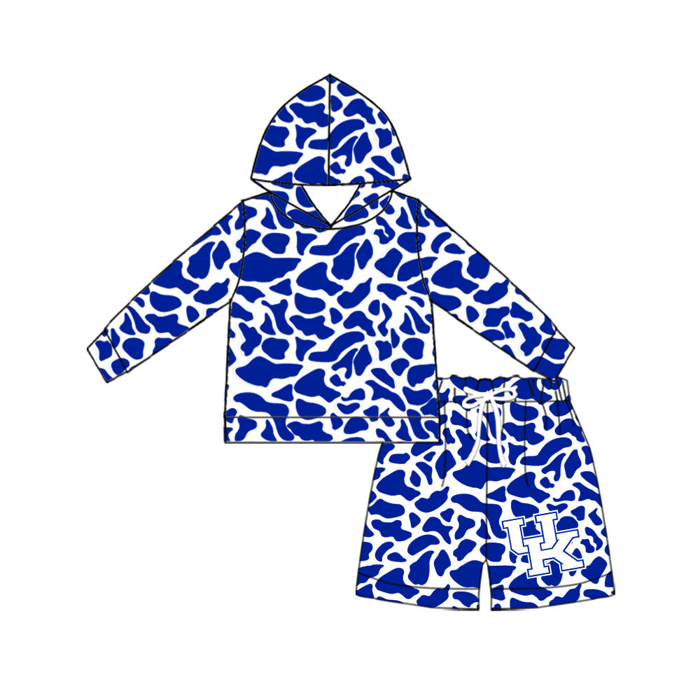 MOQ 5 one items TAT 6-8weeks 95%cotton 5%spandex custom football team camo hoodie shorts set