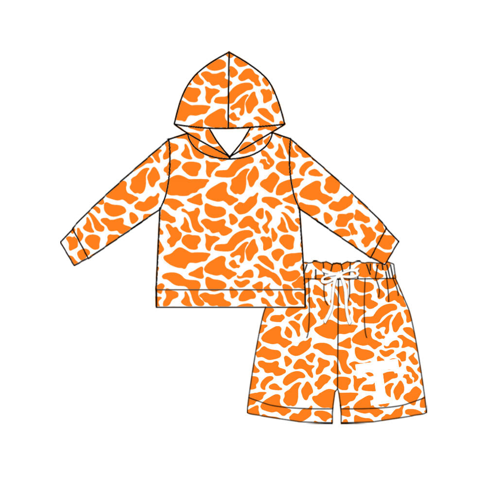MOQ 5 one items TAT 6-8weeks 95%cotton 5%spandex custom football team camo hoodie shorts set
