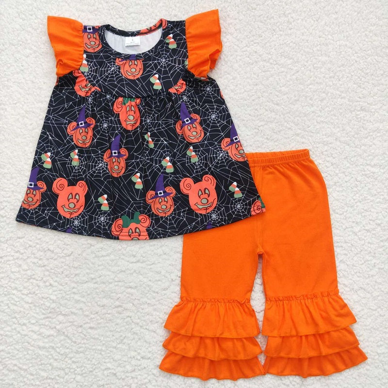 A4-13 Spider web cartoon pumpkin set