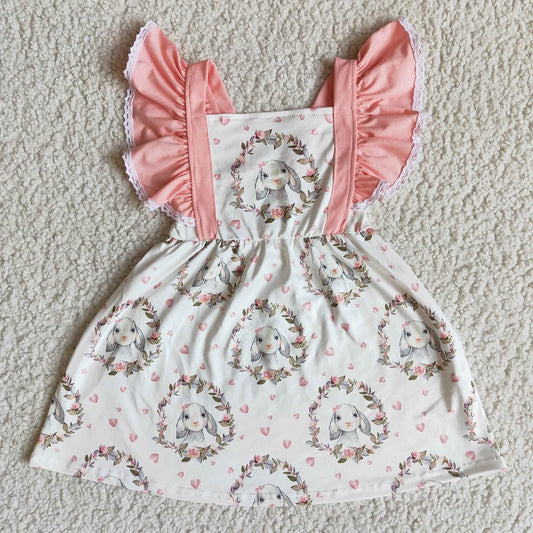 A5-2 Easter Bunny Pink Lace Sleeve Dress