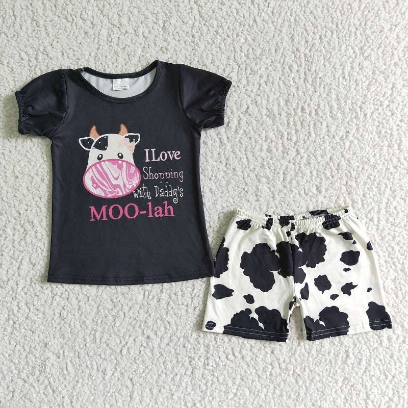 A6-12 Cow Black Short Sleeve Suit