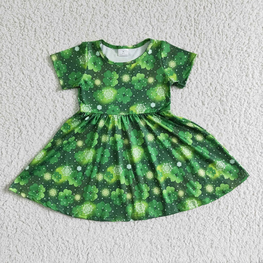 A8-10 Green leaf short sleeve skirt