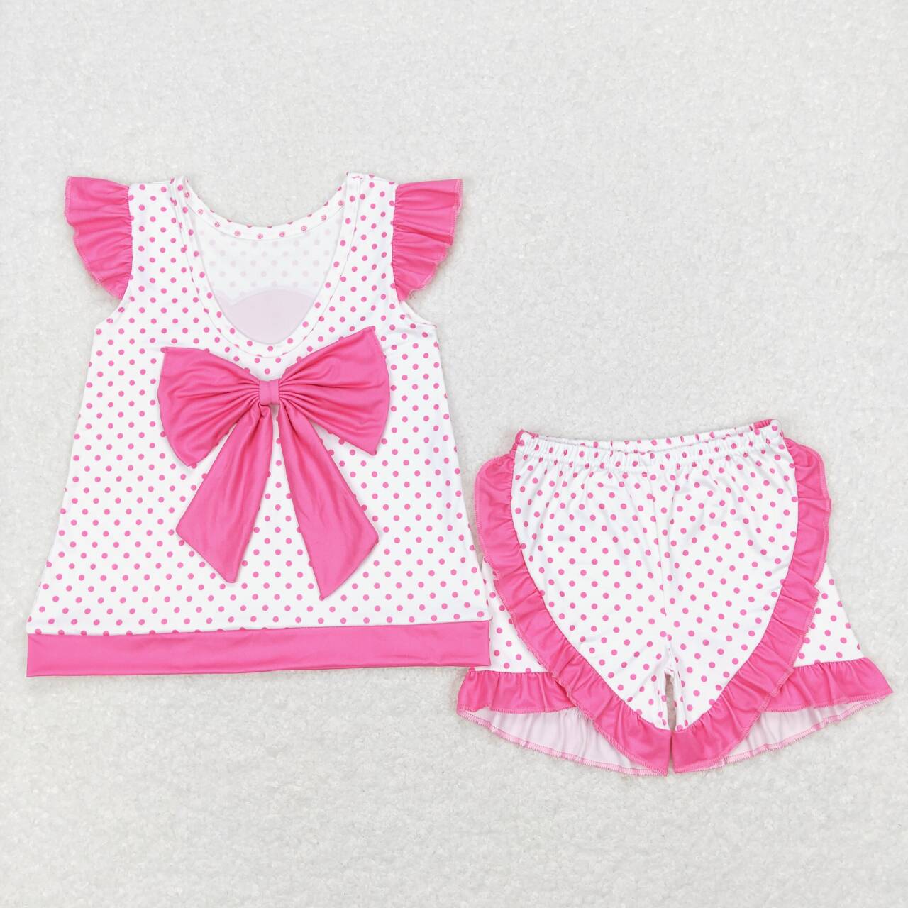 GSSO0384 barbie avatar polka dot pink lace short-sleeved shorts suit