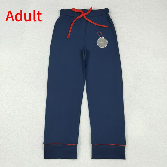 P0501 Adult women's embroidered Christmas bells navy blue trousers