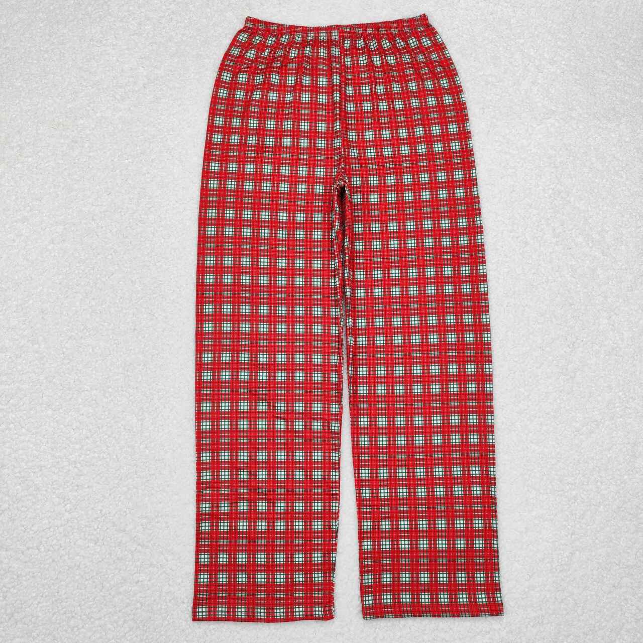 P0569  Adult Women Christmas Plaid Cartoon Pocket Bottom Pants Pajama