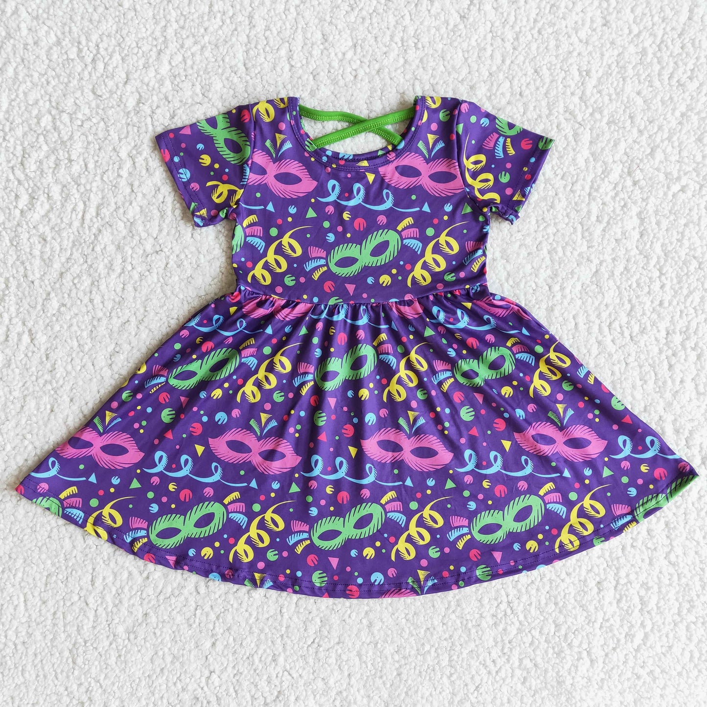 mardi gras mask print dress E10-3