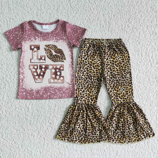 Aa-4 LOVE short-sleeve leopard-print flared pants set