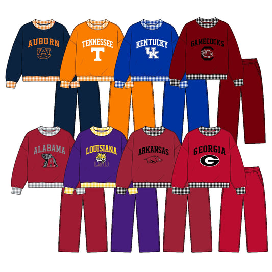 MOQ 5 one items TAT 6-8weeks 95%cotton 5%spandex custom football team sweatershirt pants set