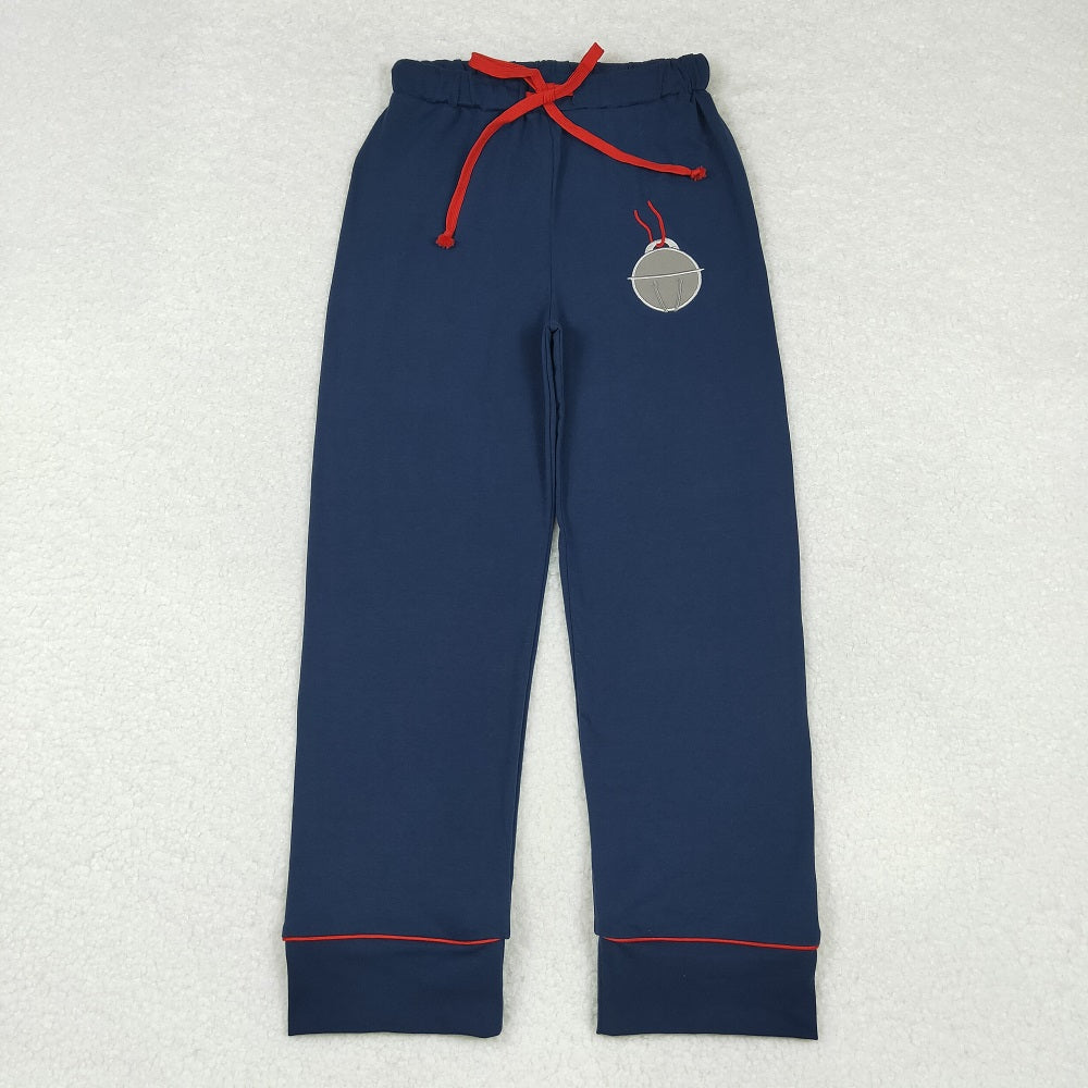 P0501 Adult women's embroidered Christmas bells navy blue trousers
