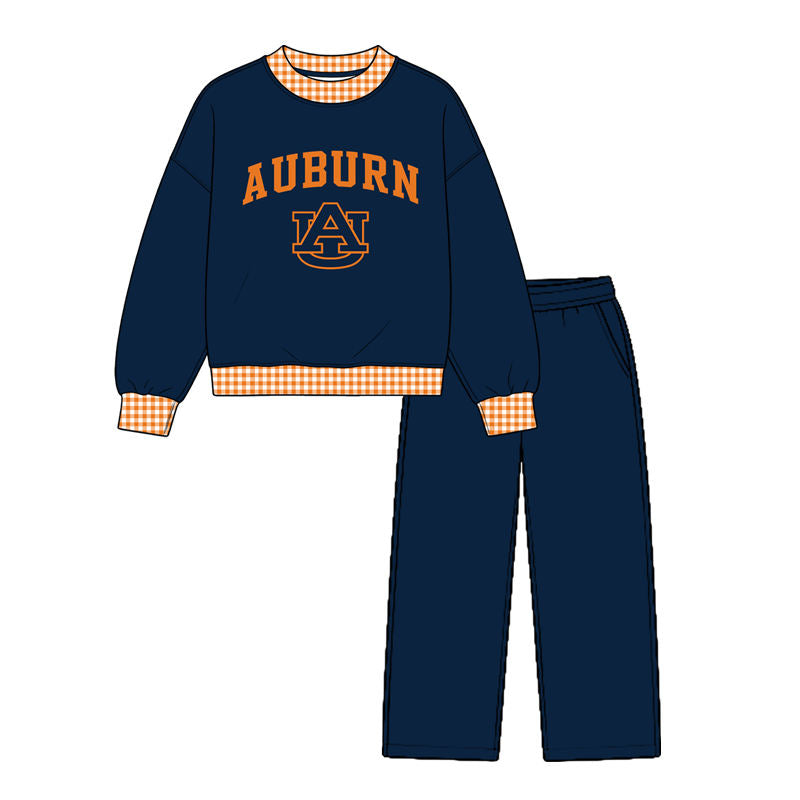 MOQ 5 one items TAT 6-8weeks 95%cotton 5%spandex custom football team sweatershirt pants set