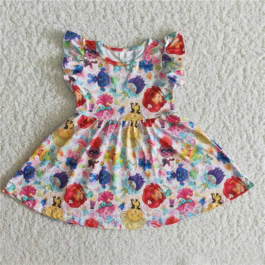 B13-12  baby girls soft puffy sleeves dress D 7.1