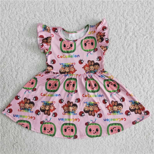 B17-2 Cartoon pink flying sleeve skirt