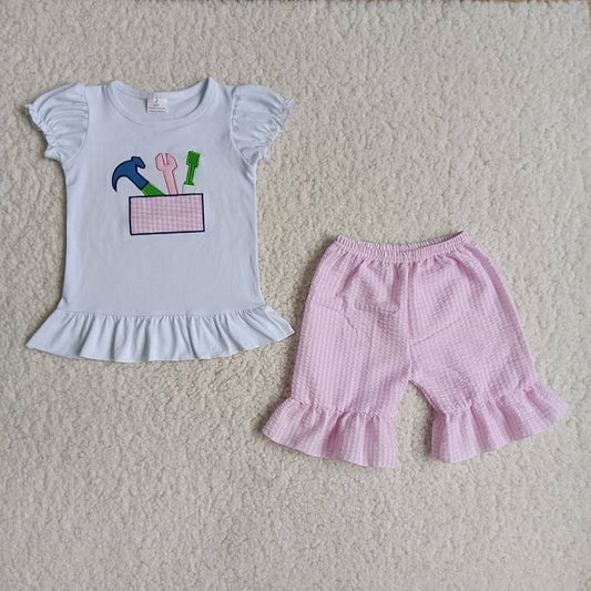 B3-1 Embroidery Tools Seersucker Shorts Set